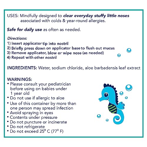 Vicks Sinex Baby Saline Nasal Spray, Drug Free Gentle Nasal Mist for Instant Relief, Safe for Daily Use by Parents, Ide