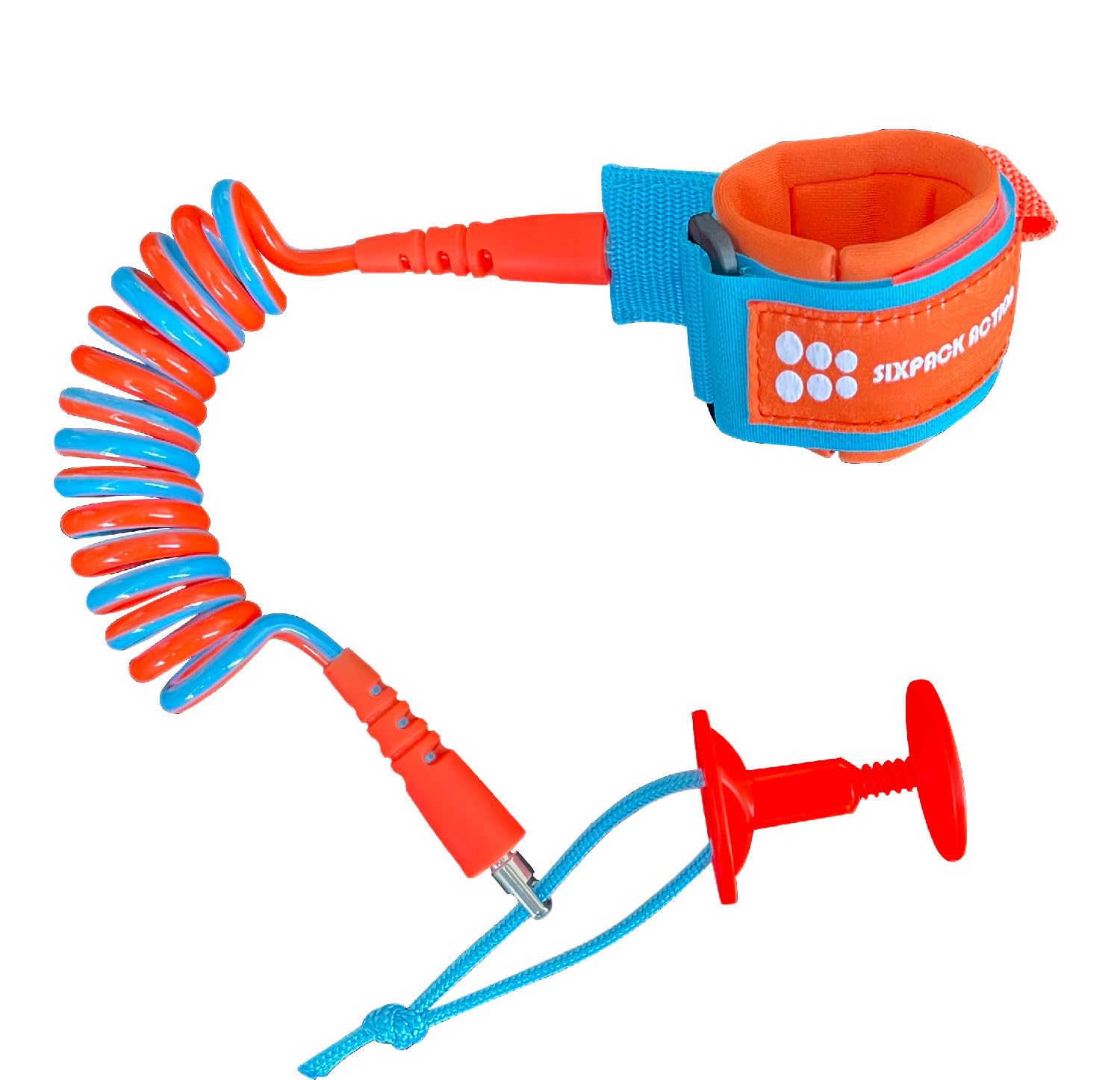 Sixpack Action Bodyboard Wrist Leash Wrist Cuff for Kids and Teenagers Adjustable Size 140mm-200mm 4ft 6mm Coils