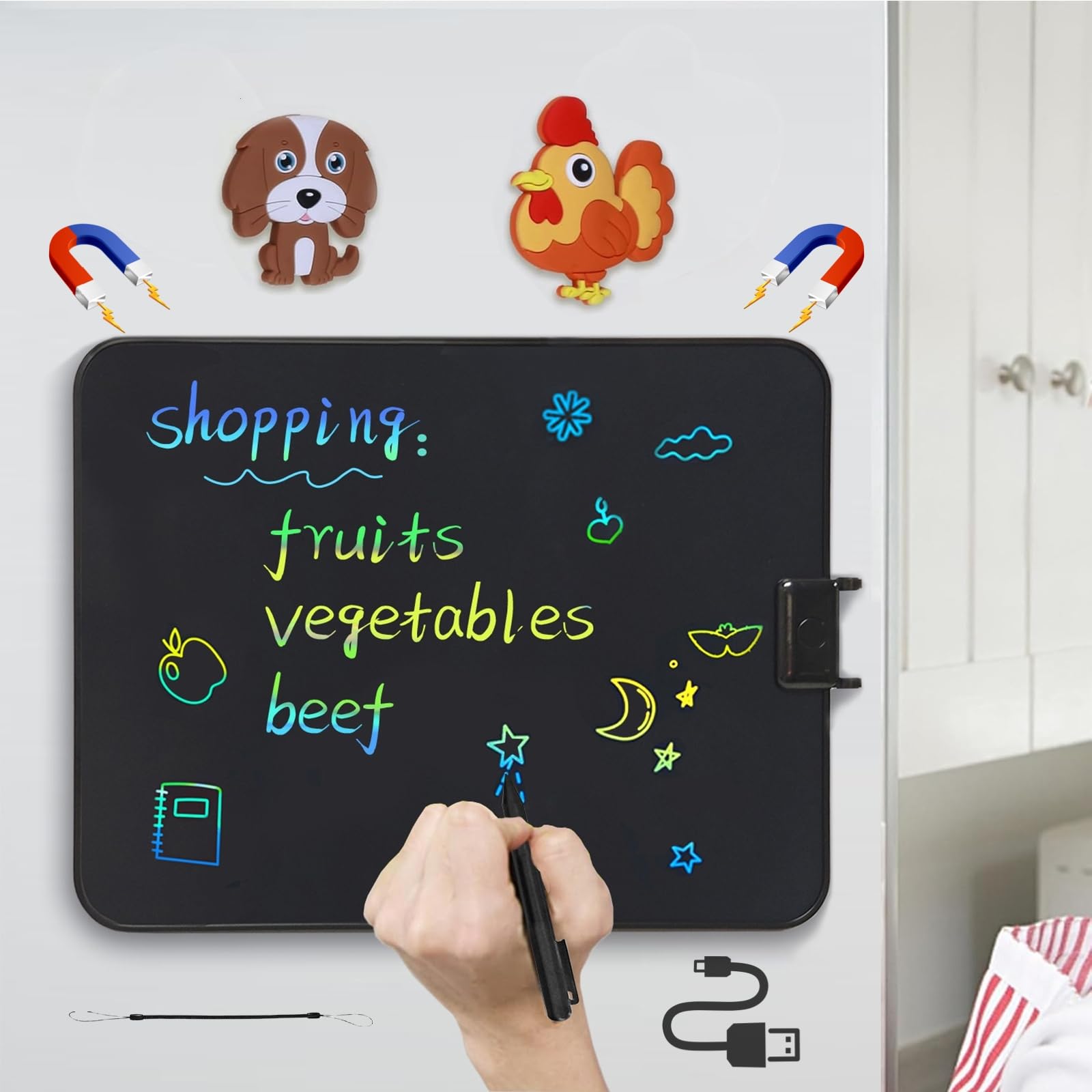 15 Inch Reusable LCD Writing Board for Kids & Adults Fridges
| Colorful Magnets Doodle Board for Kids & Adults Refriger