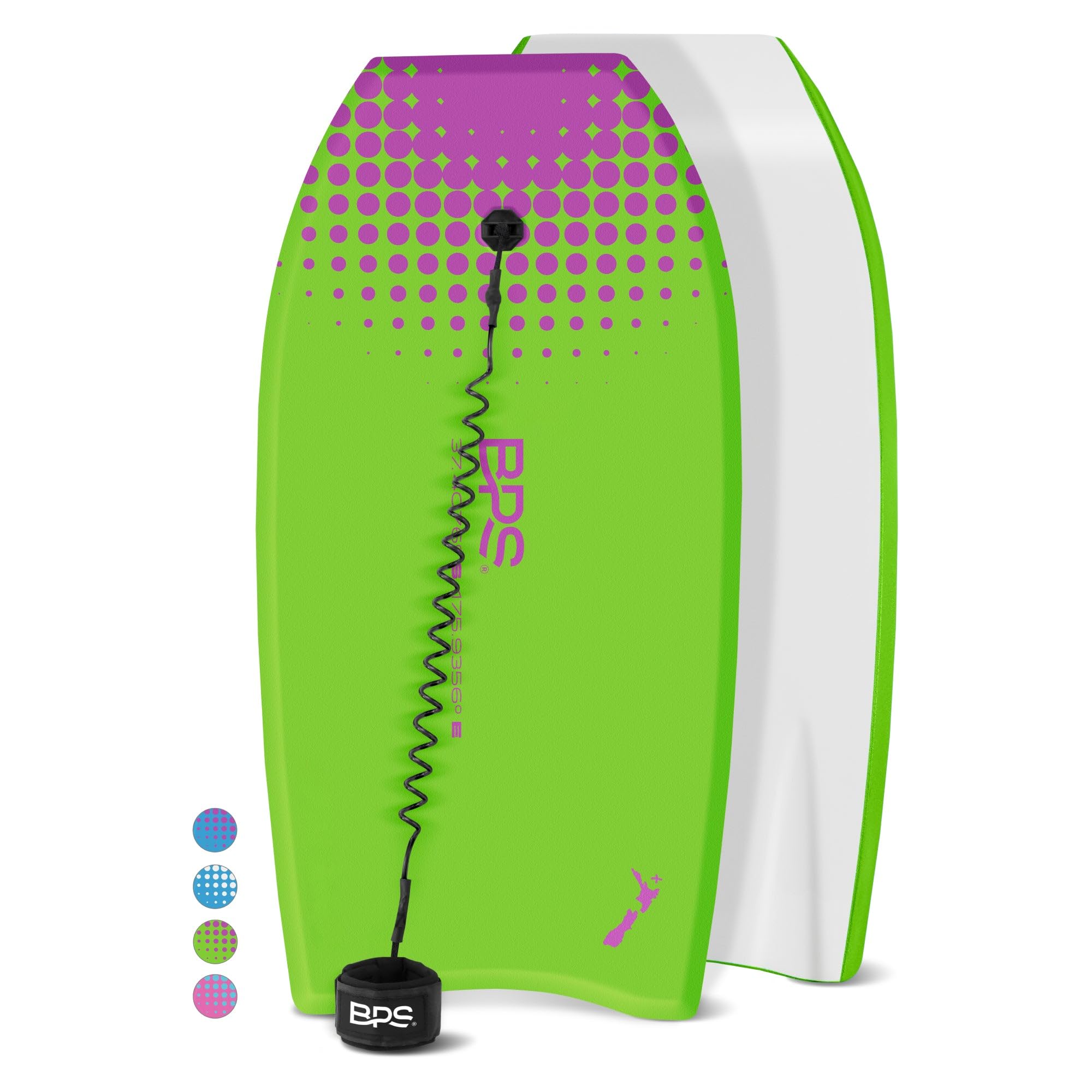 BPS 'Storm' Bodyboard with Premium Coiled Leash - Suitable for Experts and Beginners, Ideal for Surfing at Beaches and L