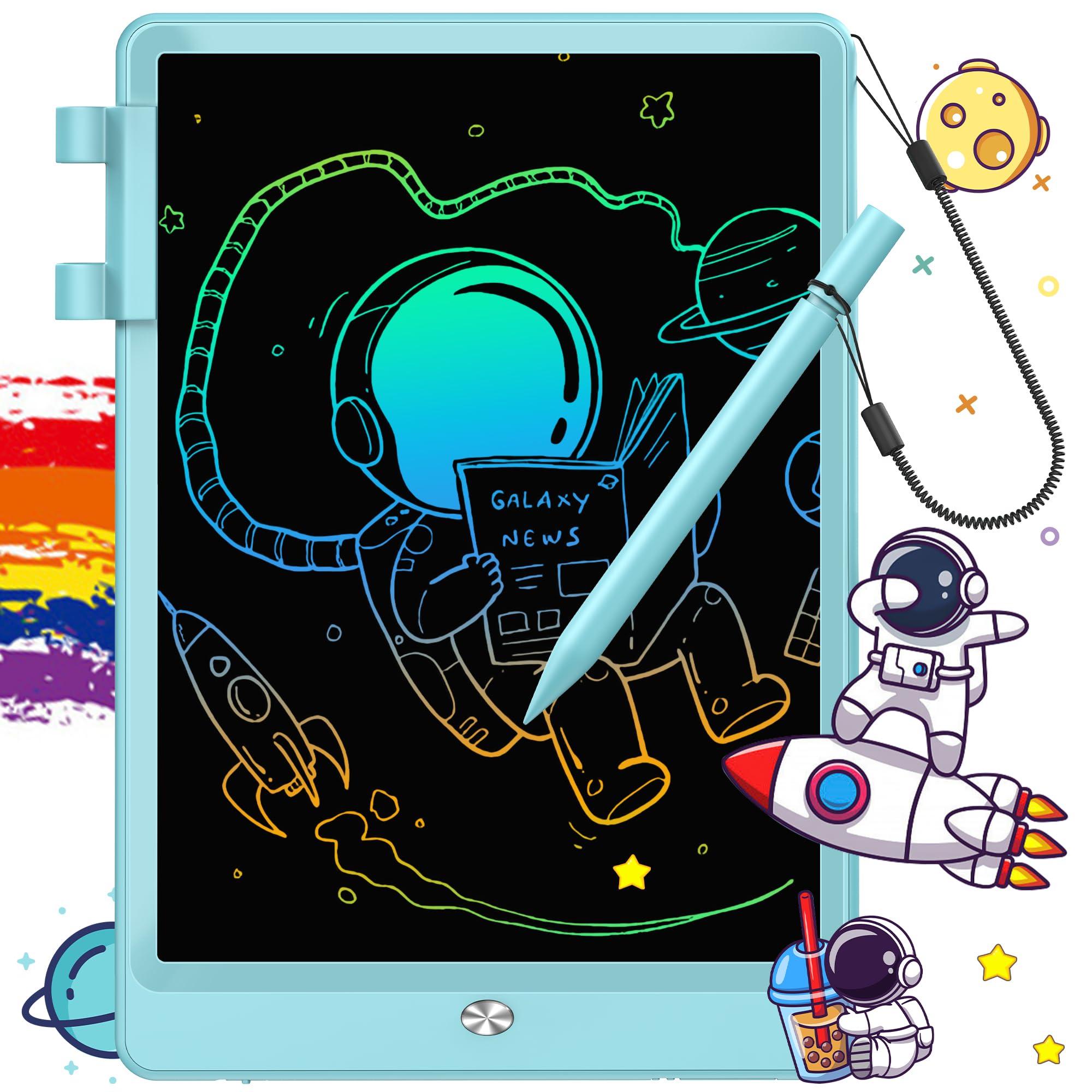 FLUESTON 10 Inch Colorful Electronic Board Drawing Pad for Kids, Gifts for 3-8 Year Old Girls and Boys, Educational Lear