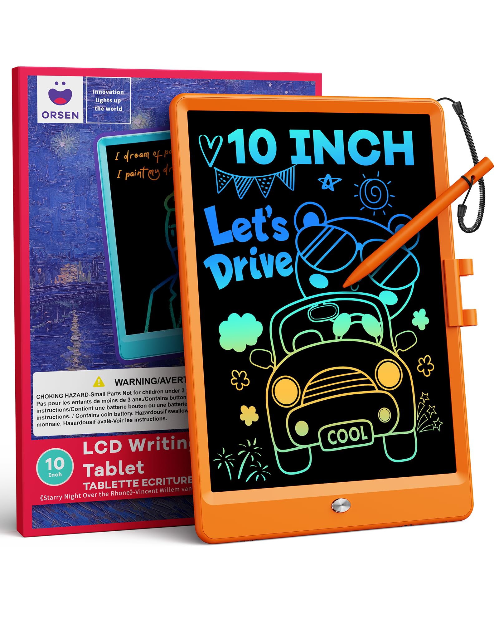 ORSEN 10 Inch LCD Writing Tablet for Educational Use by 3-8 Year Olds Orange
ORSEN Erasable Reusable Drawing Tablet for