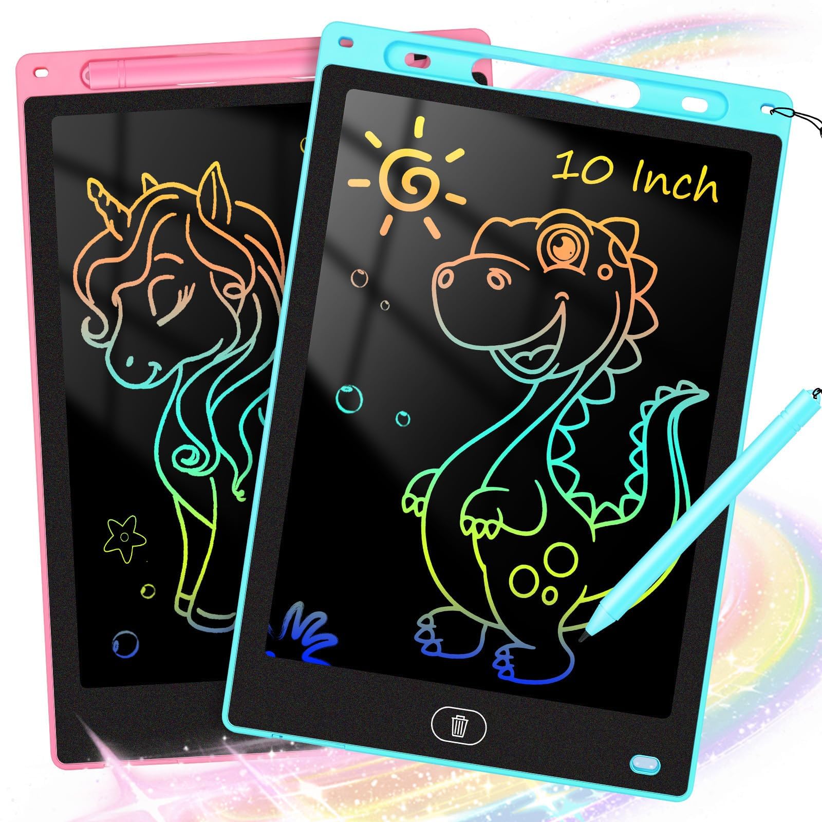 2 Pack 10 Inch LCD Writing Tablet for Kids - Preschool Drawing Tablet Toys & Toddler Travel Essential Toys, Carbonfree C